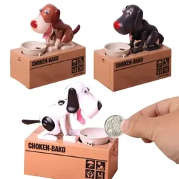 Cofrinho eletrônico para cachorro, cofrinho para cães famintos, caixa de dinheiro automática, economia de moedas, desenhos animados, comer dinheiro, cofrinho 231225