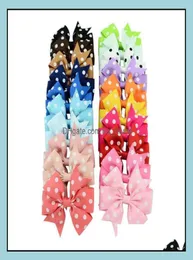 Ribbon Bow Dot Girl Hairpins Colorf Children Hair Clip Boutique Kids Girls Bows Tie Kid Hairs Accessories 20 Colors Fashionable Cu3633814