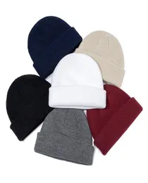 Solidne czapki dla mężczyzn kobiety zimowe akcesoria panie krótkie zegarek Skullies ciepłe dzianiny beneie hat skullcap lodowe czapki Bożego Narodzenia1009308