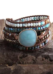 RH Fashion Boho Beaded Beded Handmade Mixed Natural Stones Charm Crystal Stone Charm 5 Strands Wrap Bracelets Drop 2201178973831