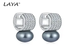 Laya 925 sterling silver moda dolce perla brillante trasparente zircone cubico orecchini Cilp per le donne matrimonio elegante lusso originale Je2116534