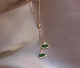 Chains Huge Bud 14k Real Gold Chain Necklace Zircon Leaf Pendant Clavicle For Women Girl Elegant Charm Choker Wedding Jewelry Gift4496339