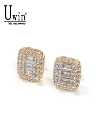 Uwin Baguette Earrings 8x10mm Micro Paved Cubic Zircon Earings Fashion Jewelry Gift7286480