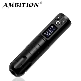 Penna a batteria rotante per macchinetta per tatuaggi wireless Ambition Soldier con alimentatore portatile 2400mAh Display digitale a LED per body art 231225