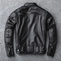 Echtes 100 % Leder für Herren, echte Oberschicht aus Rindsleder, Herren-Motorradjacke für Herbst und Winter, Übergröße, 231226