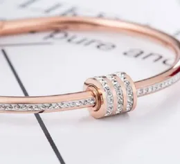 Bracciale stile coreano amore placcato oro rosa 18 carati Bracciale con diamanti in acciaio al titanio aperto Gioielli in cristallo6812441