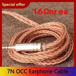 Accessories 16 Core 7N OCC Single Crystal Copper Earphone Cable MMCX 0.78mm 2 Pin 2.5/4.4/3.5mm Balance Headphone Upgraded Cable