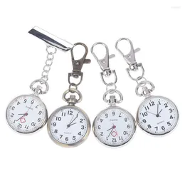 Keychains 1st Retro Bronze Quartz Vintage Pocket Watch Movement Keychain Keyring Round Dial Key Chains1187353