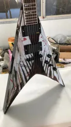 Custom Dave Mustaine VMNT Angel of Deth Electric Guitar DM Signature Inlay Inlays Strings를 통해 중국 중국 활성 픽업 9V 배터리 박스 그로버 튜너 블랙 하드웨어