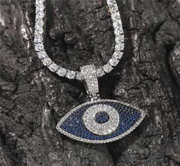 Iced Out Devil Eye Pendant Necklace Gold Silver Mens Bling Hip Hop Jewelry Gift9356109