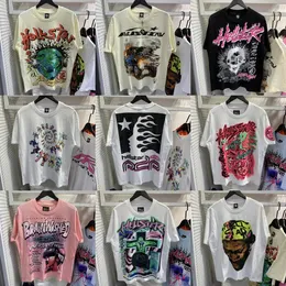 T-Shirts Hellstar Tasarımcı T Shirt Erkekler İçin Kadınlar Moda Punk Hip Hop Style Kısa Kollu Grafiti Desen Baskı Tees SXL 48 Styls