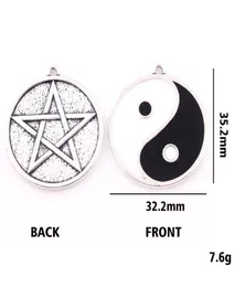 Çift yineli yin yang pentacle geri dönüşümlü çift renkli pentagram dini mücevherler erkekler ve kadınlar için dini mücevherler7997766