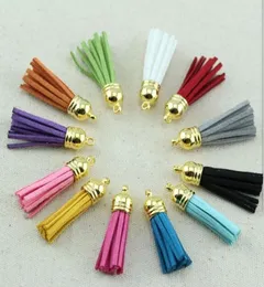 100pcslot Faux Leather Suede Tassel för nyckelrings mobiltelefonband smycken charms tofsar diy accessoire 37mm7177916