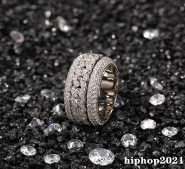 Вращающееся кольцо с бриллиантом, модное кольцо в стиле хип-хоп, ювелирные изделия, мужские золотые, серебряные кольца, кольца со льдом4104846