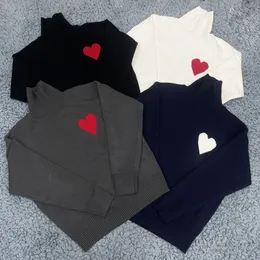 Erkek Sweaters Tasarımcısı French Love Jacquard Unisex Gevşek ve Basit Yüksek Boyun Örme Kazak