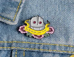 Flower with The Iron Giant enamel pins Robot Banner Denim badge Shirt bag jackets Lapel pin brooches for women jewelry gift for fr2106136