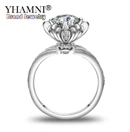 Yhamni anéis de flores de prata esterlina 925 originais para mulheres 10ct cz zircão anéis de casamento de noivado joias da moda ar0492769903