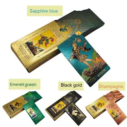 Aktiviteter utomhusspel Aktiviteter kostar värdig Luxe Gold Foil Tarot Deck med trevligt plastpaketets brädspel av Oracle -kort för nybörjare