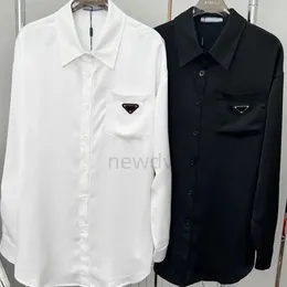 Hemden Damen-Designer-Hemd und -Bluse von Triangle Label, Gürteltasche, modisches, lässiges, langärmliges Hemd aus Stoff mit strukturiertem Revers