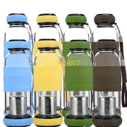 Drinkware 20 pçs doubledeck chá infusores de alta temperatura resistente silicone garrafa de água vidro criativo presentes do carro filtro de chá 420ml/