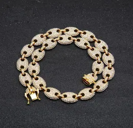 Mens New Gold Plated 아이스 아웃 다이아몬드 힙합 커피 원두 쿠바 링크 체인 목걸이 개인 보석 마이애미 래퍼 체인 선물 5342313