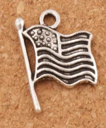 USA Flags Charms Pendants 200pcslot 179x145mm Antique Silver Jewelry DIY L299 sell9781595