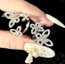 Luxury Womens Band Rings Designer Jewelry Double Butterfly Full Diamond Open Ring Women Fashion Accessories Gifts237P2530290