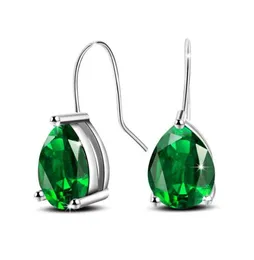 6ペアLuckyShine New Green Water Drop Crystal Zircon Earringスライバー女性のためのぶら下がりEarring9740147