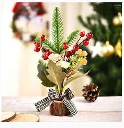 Christmas Decorations Ornaments Artificial Pine Branch Flower Decoration 2023 Cone Merry Year Navidad