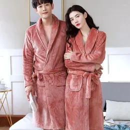 Mulheres sleepwear mulheres quentes flanela banho robe grosso coral velo casal pijamas roupão pijama noite vestido noiva bmr21