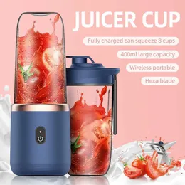 Juicers Juicers 6 Blades 휴대용 Juicer Cup Fruit Juice Cup 자동 USB 스무디 블렌더 Ice Crushcup Mini Electric Juicer 충전 가능