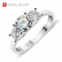 Gigajewe Moissanite 1 2ct 5 5mm 2x4 0mm 라운드 컷 EF 링 링 컬러 925 실버 링 골드 멀티 레이어 도금 여자 여자 친구 선물 GMS224f