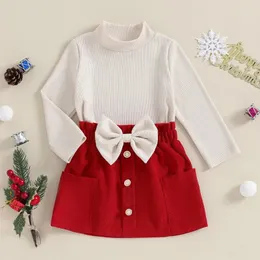 Kledingsets Kinderkleding Meisjesset 2023 Baby Coltrui met lange mouwen Tops Strikzakrok Tweedelige kinderen