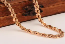 Corrente de corda fina feminina rica 18 k ouro maciço rosa GF grosso colar de pescoço de 5 mm 24quot 196 polegadas select2616576