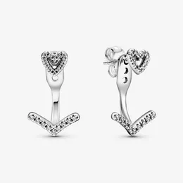 100 ٪ 925 Sterling Silver Wishbone Heart Stud أقراط الأزياء نساء الزفاف Engagemet المجوهرات الملحقات 273J