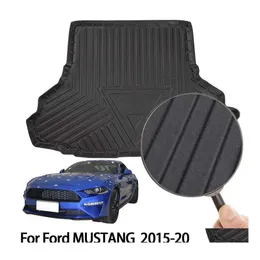 حامل سيارة حامل البضائع الخلفية حصيرة شحن Ford Ford Mustang Black Rubber Trunk Protector Er Drop Droplies Happiles Motorcycles Elecctions