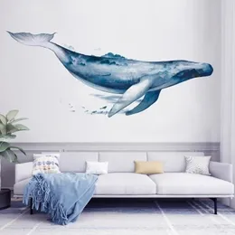 ステッカー大きなクジラの漫画動物壁ステッカーPVC 3Dアートデカール子供用部屋保育園の装飾家の装飾Y200103