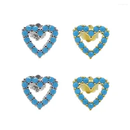 Stud Küpe 2023 Sevgililer Günü Hediyesi Sevgili Kız Arkadaşı Minimal Narin Mücevher Turquoises Taş döşeli küçük kalp Şeklinde Küpe