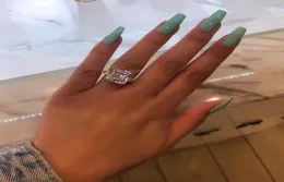 Chouchong Unique Brand New Luxury Jewelry Real 925 Sterling Silver Emerald Cut White Topaz Large Diamond Party Women Wedding Band 9737442