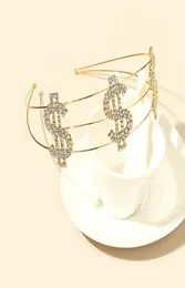 fashion letter dollar signCoin rhinestone accessory Headband on the head Hair band tiara for women jewelry clip hair1286462