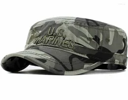 Chapéus de borda larga 2022 Estados Unidos US Marines Corps Chapéu Militar Camuflagem Flat Top Homens Algodão HHat EUA Marinha Bordado Camo 9810177