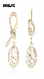 Shineland Vintage King Coin Portrait Drop Earring Alloy Trendy Long Dangle Earrings Ensnic Jewelry Brincos6981504