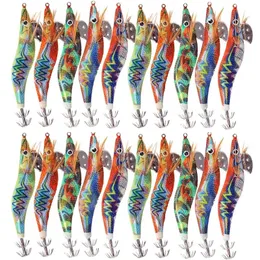 30Pcs20Pcs10Pcs Wooden Shrimp Fishing Lure Squid Jig Hook Octopus Cuttlefish Artificial Jigging Lures Hard Bait 231225