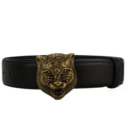 Tiger Cowhide Designer Pas dla mężczyzny Woman Belt Fasher Tiger Tiger Gładkie Klucz Kluczowy Wysoka wysokiej jakości czarna brązowa kolory OptionA1434196