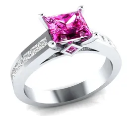 Victoria Wieck Gioielli di lusso fatti a mano in argento sterling 925 riempito con taglio principessa zaffiro rosa pietre preziose con diamanti CZ da donna Ba8335772