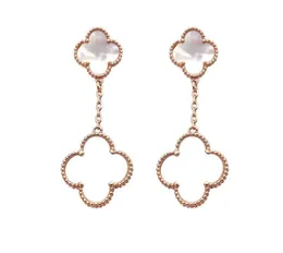 Fourleaf flower earrings 검은 색과 흰색 빨간색과 녹색 껍질 이중 꽃 Fourleaf clover 귀걸이 Tide Women039s 패션 E7965538