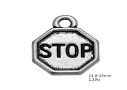 50PCS Metal Zinc Alloy Charms Dangle Jewelry Handmade Letter Vintage Stop Sign Pendants For DIY Charm Whole Jewelry31795275605250