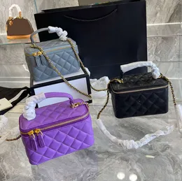 CC Bags Luxusmarke Kosmetiktaschen Frankreich Damen Classic Vanity Box Case Top Handle Totes GHW Crossbody Geldbörse Karte Hol CC56