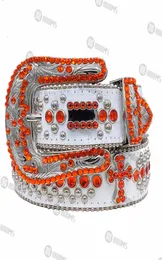 2021 Designer BeltSimon Cinture per Uomo Donna Cintura con diamanti lucidi Crocifisso bianco arancione Andd1y top1037638