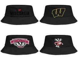 Wisconsin Badgers Football Logo Herren- und Damen-Eimerhut, coole, schlichte Eimer-Baseballkappe, Gold Mesh5287909